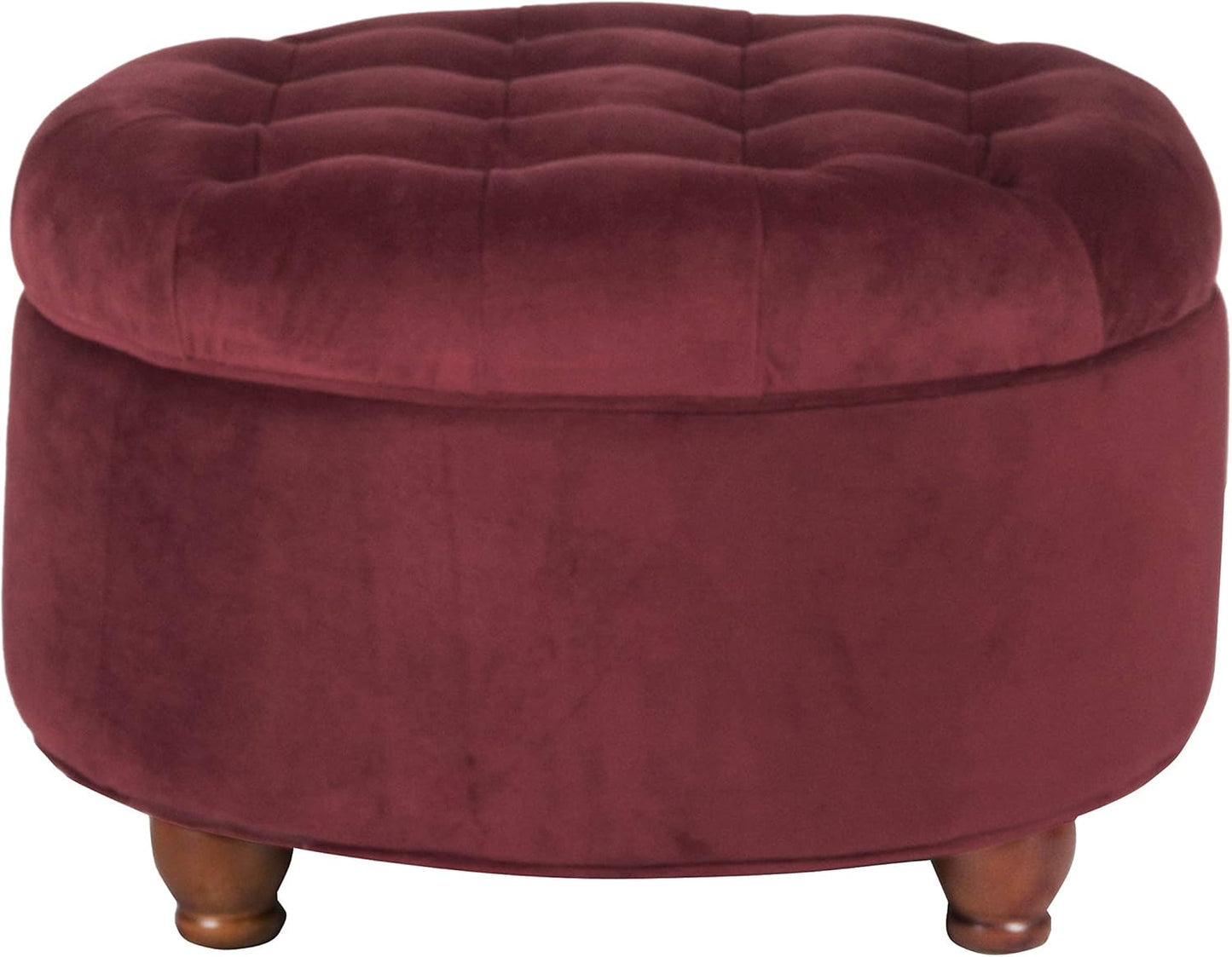 Home Decor |N8264-B119 | Large Button Tufted Velvet round Storage Ottoman | Ottoman with Storage for Living Room & Bedroom, Berry