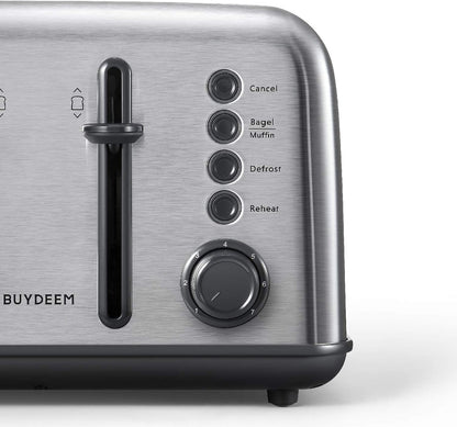 DT640 4-Slice Toaster, Extra Wide Slots, Retro Stainless Steel with High Lift Lever, Bagel and Muffin Function, Removal Crumb Tray, 7-Shade Settings, Stainless Steel