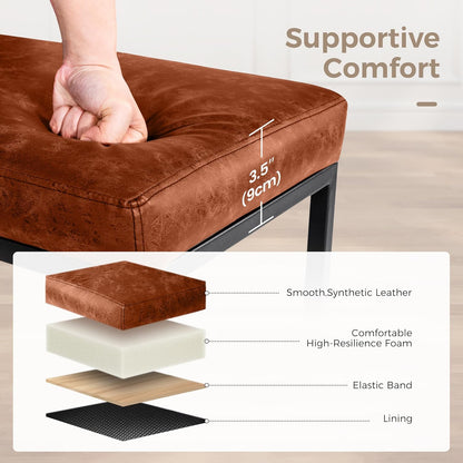 Counter Height Bar Stools Set of 2, Kitchen Backless Barstools | 24 Inch Modern Barstools, Metal Bar Stool for Kitchen Island, Faux Leather Countertop Stools