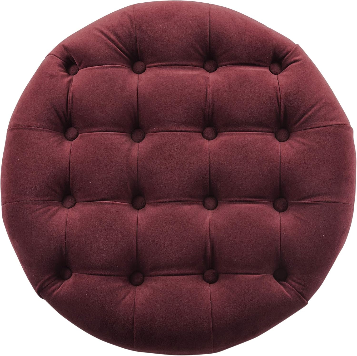 Home Decor |N8264-B119 | Large Button Tufted Velvet round Storage Ottoman | Ottoman with Storage for Living Room & Bedroom, Berry