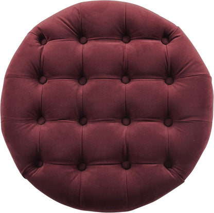 Home Decor |N8264-B119 | Large Button Tufted Velvet round Storage Ottoman | Ottoman with Storage for Living Room & Bedroom, Berry